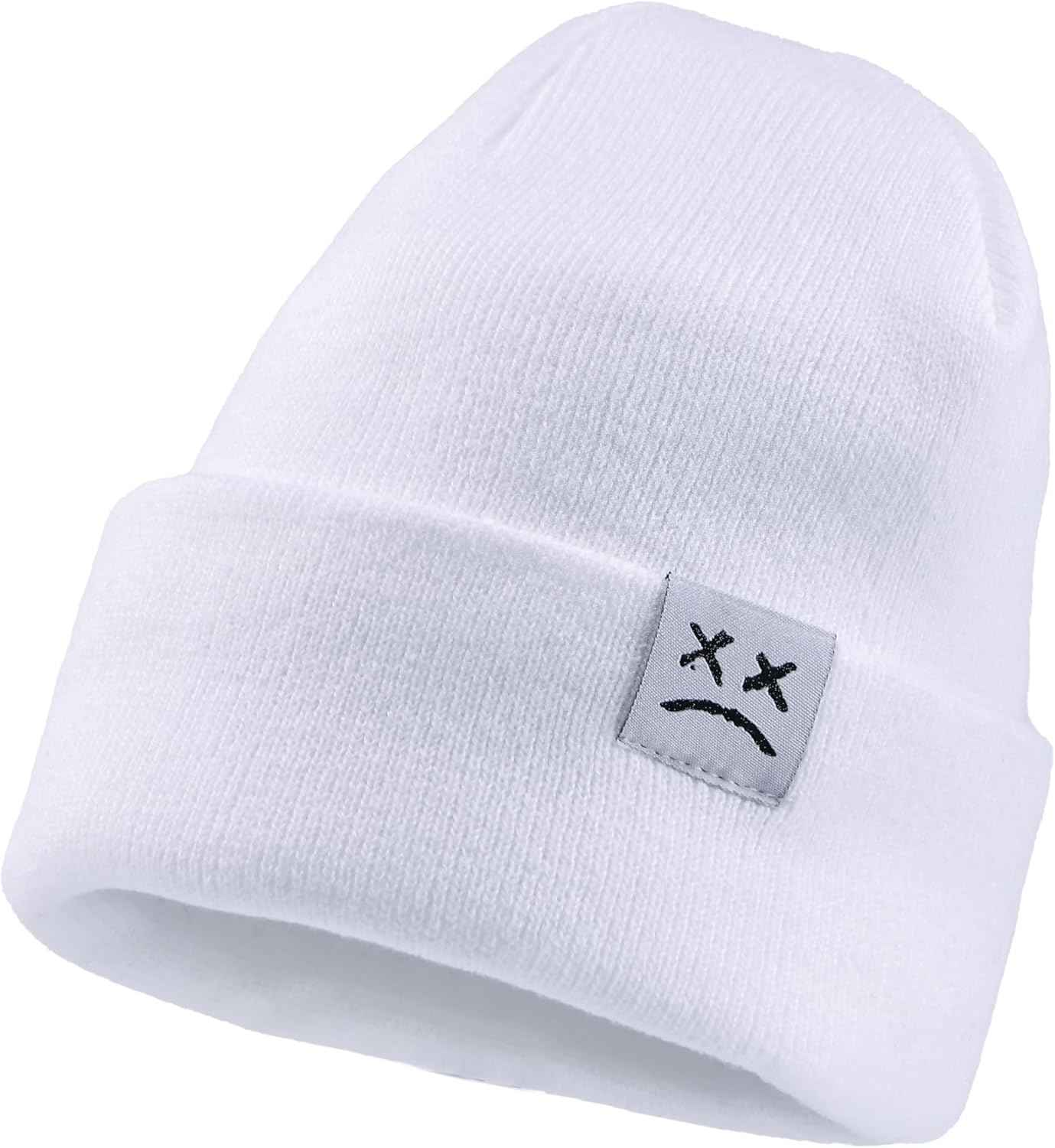 Black Face Patch Cuff Beanie